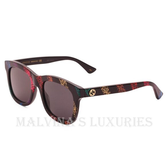 GUCCI SUNGLASSES GG0326S 003 GLITTER STRIPE INTERLOCKING G LOGO DETAIL - Picture 3 of 7